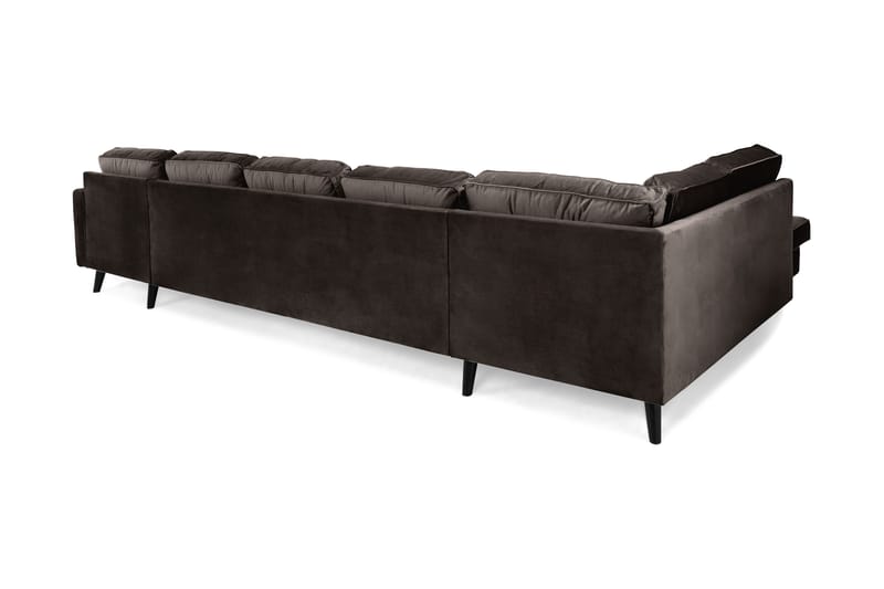 Monroe 6-personers Venstrevendt U-formet Large Sofa med Divan og Chaiselong i Fløjl - Brun - Møbler - Sofaer - Velour sofaer