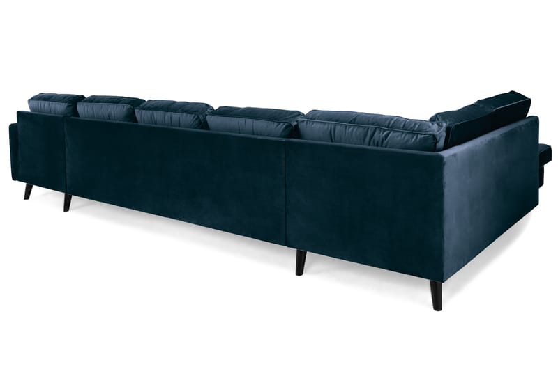 Monroe 6-personers Venstrevendt U-formet Large Sofa med Divan og Chaiselong i Fløjl - Blå - Møbler - Sofaer - Velour sofaer