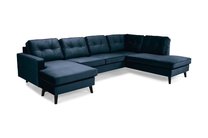 Monroe U-sofa med Chaiselong Venstre Velour - Midnatsblå - U Sofa - Velour sofaer