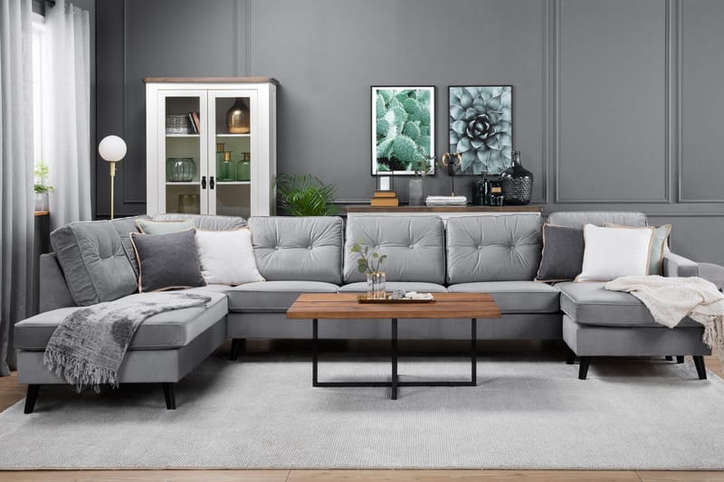 Monroe U-sofa med divan højre velour - Møbler - Sofaer - Velour sofaer