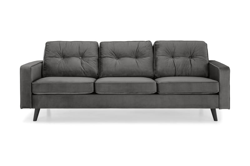 Monroe Veloursofa 3-pers - Mørkegrå - Velour sofaer - 3 personers sofa
