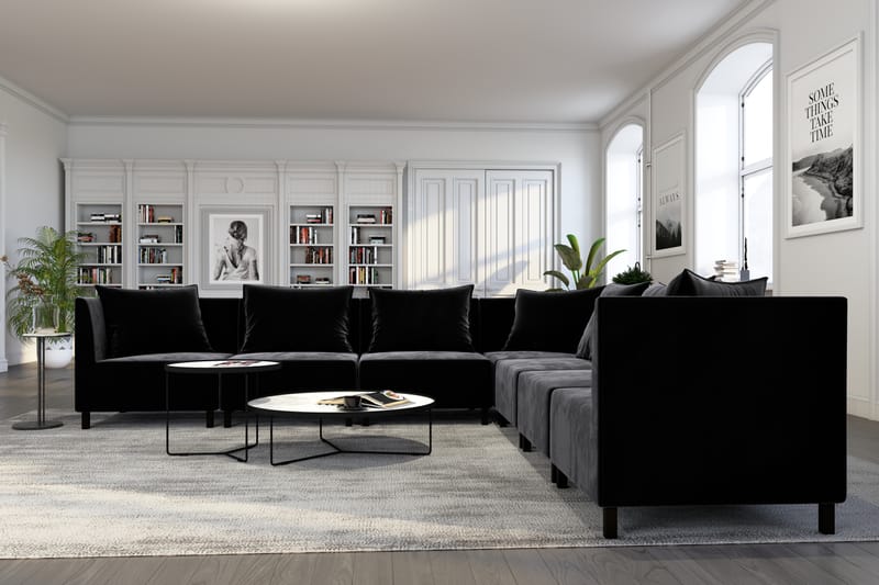 Noelia Modulhjørnesofa Vendbar Velour - Sort - Møbler - Sofaer - Velour sofaer