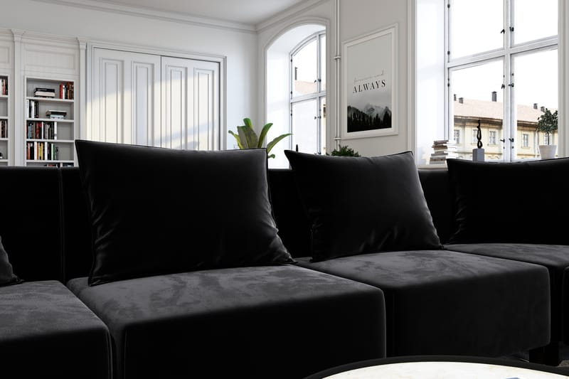 Noelia Modulhjørnesofa Vendbar Velour - Sort - Møbler - Sofaer - Velour sofaer