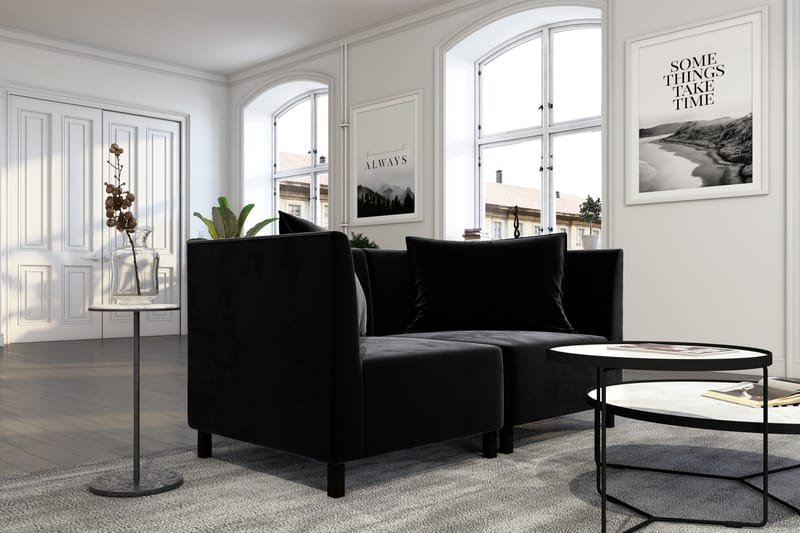 Noelia Modulsofa 2-pers Velour - Sort - Møbler - Sofaer - Velour sofaer