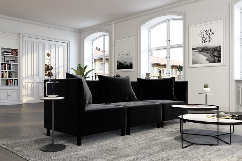 Noelia Modulsofa 3-pers Velour - Sort - Møbler - Sofaer - Velour sofaer