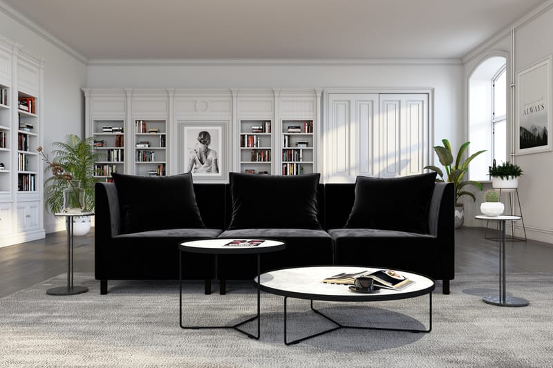 Noelia Modulsofa 3-pers Velour - Sort - Møbler - Sofaer - Velour sofaer