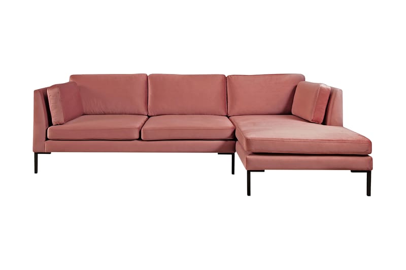 Ocean Hjørnesofa Højre - Lyserød - Sovesofaer - Sovesofa chaiselong - Velour sofaer