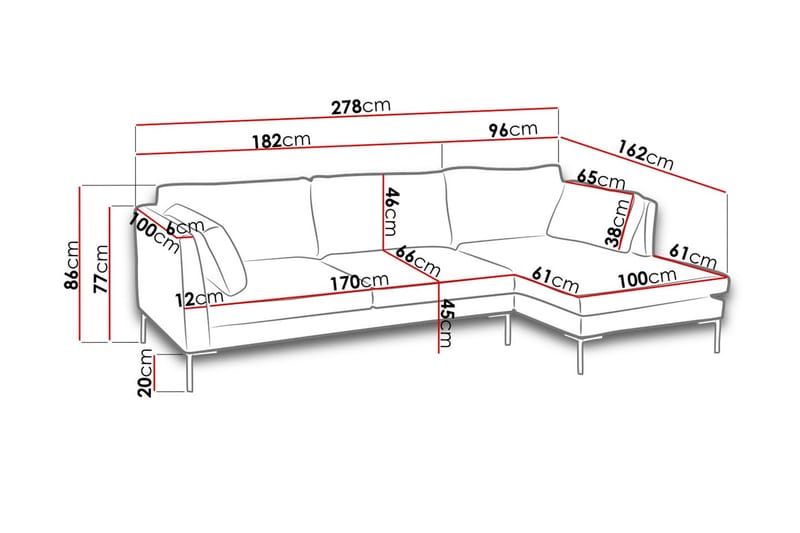 Ocean Hjørnesofa Venstre - Lyserød - Møbler - Sofaer - Velour sofaer