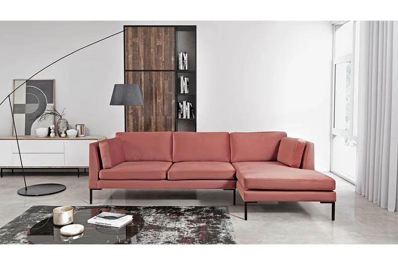 Ocean Hjørnesofa Venstre - Lyserød - Møbler - Sofaer - Velour sofaer