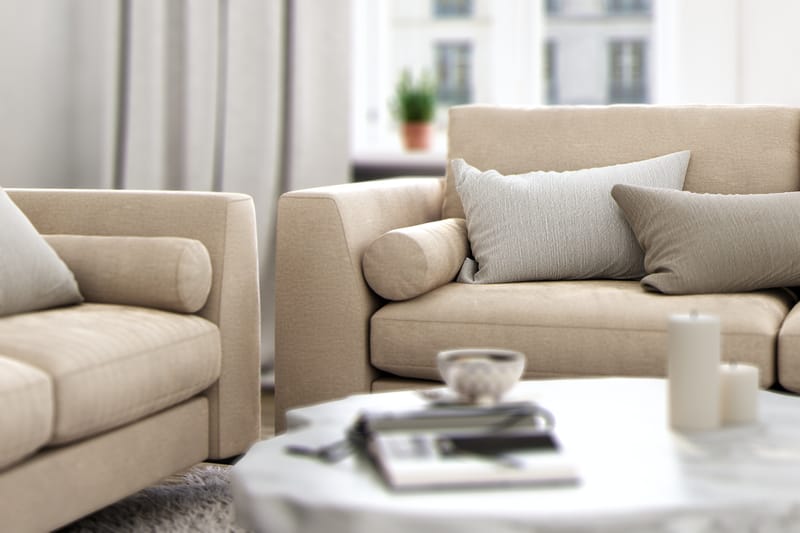 Ocean Lyx 3-Pers. Sofa - Beige/Velour - Velour sofaer - 2 personers sofa