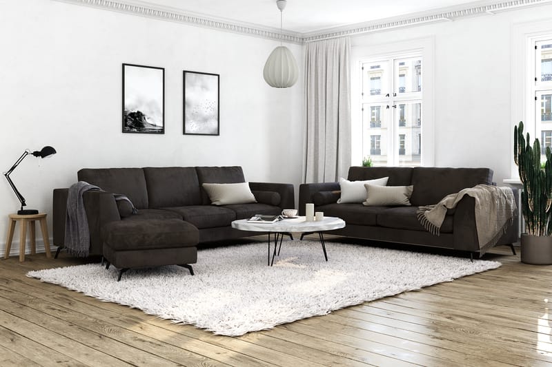 Ocean Lyx 3-Pers. Sofa - Mørkegrå/Velour - Velour sofaer - 2 personers sofa