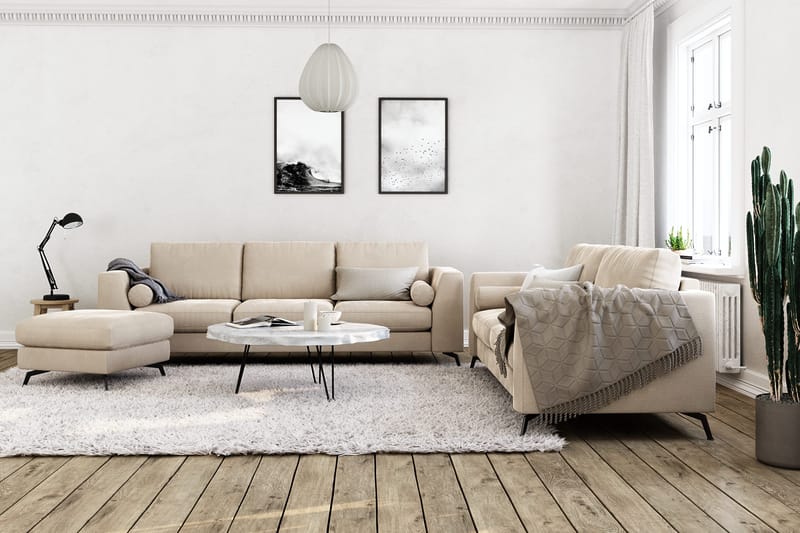 Ocean Lyx 3-personers Fløjlssofa - Beige - Møbler - Sofaer - 2 personers sofa