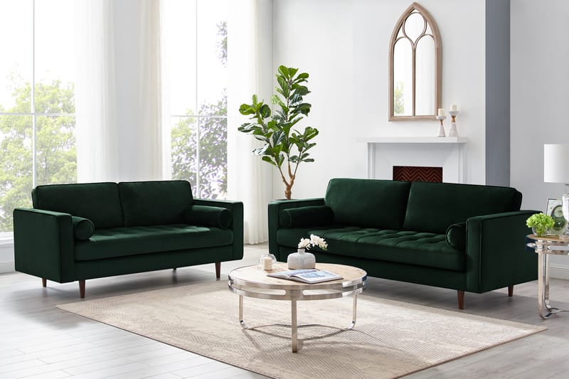 Olenne 3-sits Sofa - Grøn - Velour sofaer - 3 personers sofa