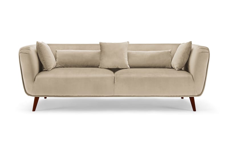 Richie 3-sits Sofa - Beige - Velour sofaer - 3 personers sofa