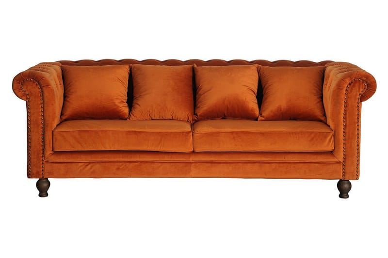 Robyn 3-personers Sofa Velour Orange - Chesterfield sofaer - 3 personers sofa - Velour sofaer