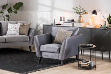 Trend 3-personers Fløjlssofa - Lysegrå - Møbler - Sofaer - Velour sofaer