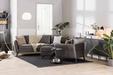 Trend 3-personers Rektangulær Fløjlssofa med Buede Armlæn - Mørkegrå - Møbler - Sofaer - Velour sofaer