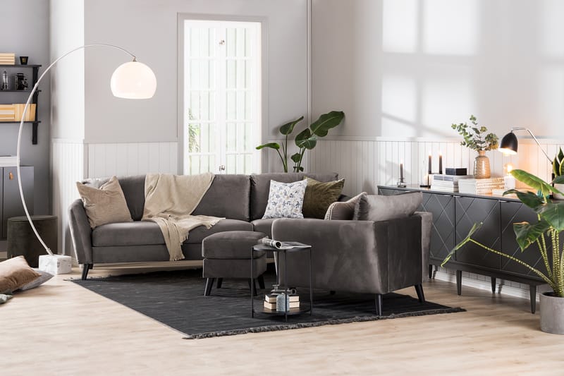Trend 3-personers Fløjlssofa - Mørkegrå - Møbler - Sofaer - Velour sofaer