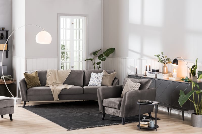 Trend 3-personers Fløjlssofa - Mørkegrå - Møbler - Sofaer - Velour sofaer