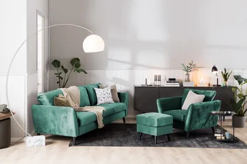 Trend 3-personers Fløjlssofa - Grøn - Møbler - Sofaer - Velour sofaer