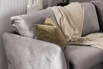 Trend 3-personers Rektangulær Fløjlssofa med Buede Armlæn - Mørkegrå - Møbler - Sofaer - Velour sofaer