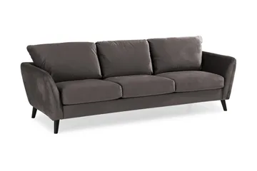 Trend 3-personers Rektangulær Fløjlssofa med Buede Armlæn - Mørkegrå - Møbler - Sofaer - Velour sofaer