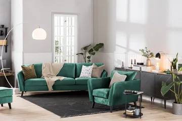 Trend 3-personers Fløjlssofa - Grøn - Møbler - Sofaer - Velour sofaer