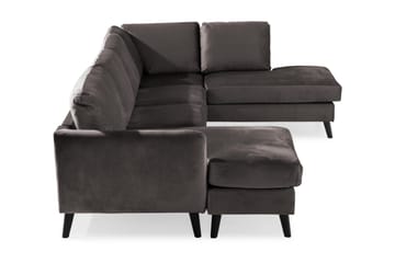 Trend 4-personers Højrevendt U-formet Sofa med Divan og Chaiselong i Fløjl - Mørkegrå - Møbler - Sofaer - Velour sofaer
