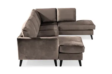 Trend 4-personers Højrevendt U-formet Sofa med Divan og Chaiselong i Fløjl - Brun - Møbler - Sofaer - Velour sofaer