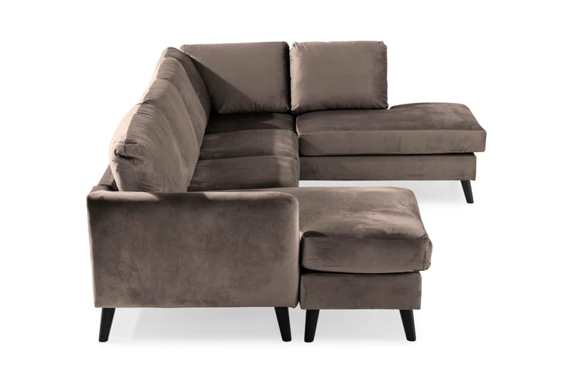 Trend 4-personers Højrevendt U-formet Sofa med Divan og Chaiselong i Fløjl - Brun - Møbler - Sofaer - Velour sofaer