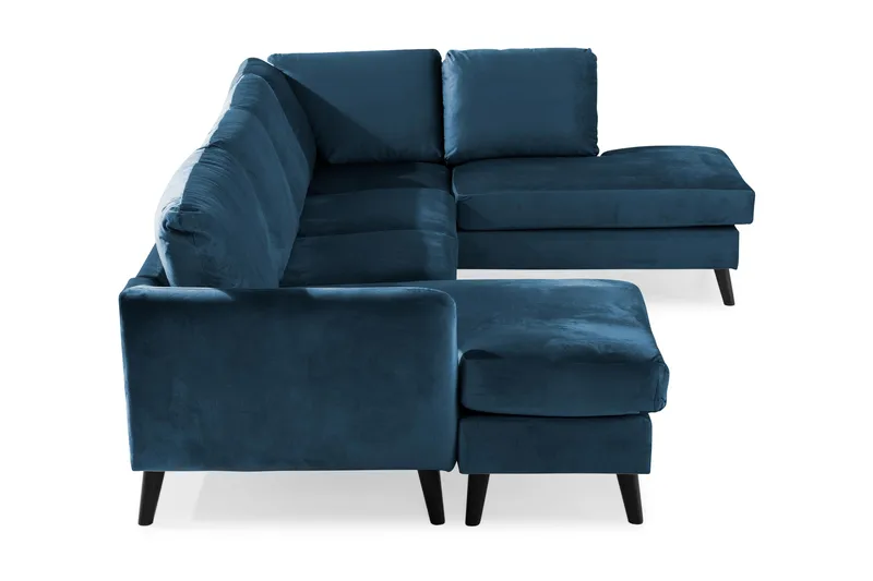 Trend 4-personers Højrevendt U-formet Sofa med Divan og Chaiselong i Fløjl - Blå - Møbler - Sofaer - Velour sofaer