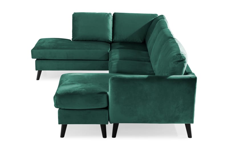 Trend 4-personers Venstrevendt U-formet Sofa med Divan og Chaiselong i Fløjl - Grøn - Møbler - Sofaer - Velour sofaer