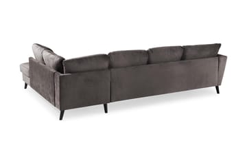 Trend 4-personers Højrevendt U-formet Sofa med Divan og Chaiselong i Fløjl - Mørkegrå - Møbler - Sofaer - Velour sofaer