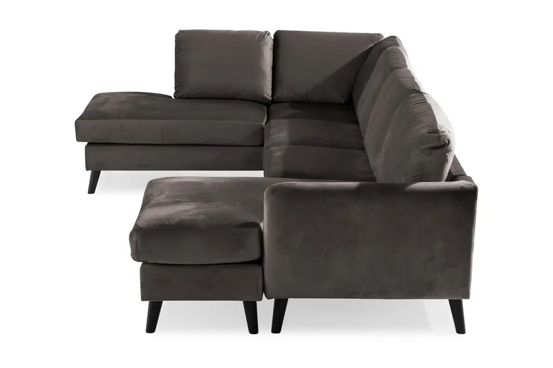 Trend 4-personers Venstrevendt U-formet Sofa med Divan og Chaiselong i Fløjl - Mørkegrå - Møbler - Sofaer - Velour sofaer