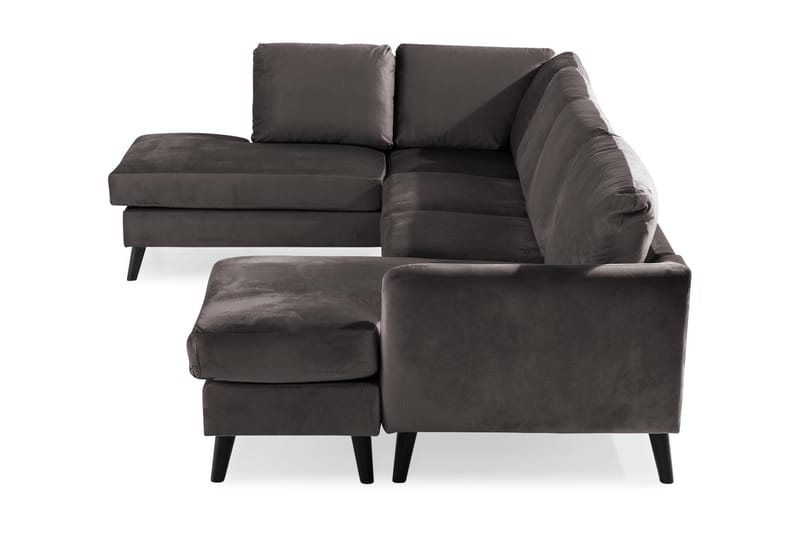 Trend 4-personers Venstrevendt U-formet Sofa med Divan og Chaiselong i Fløjl - Mørkegrå - Møbler - Sofaer - Velour sofaer