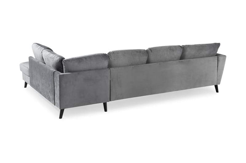 Trend 4-personers Højrevendt U-formet Sofa med Divan og Chaiselong i Fløjl - Lysegrå - Møbler - Sofaer - Velour sofaer