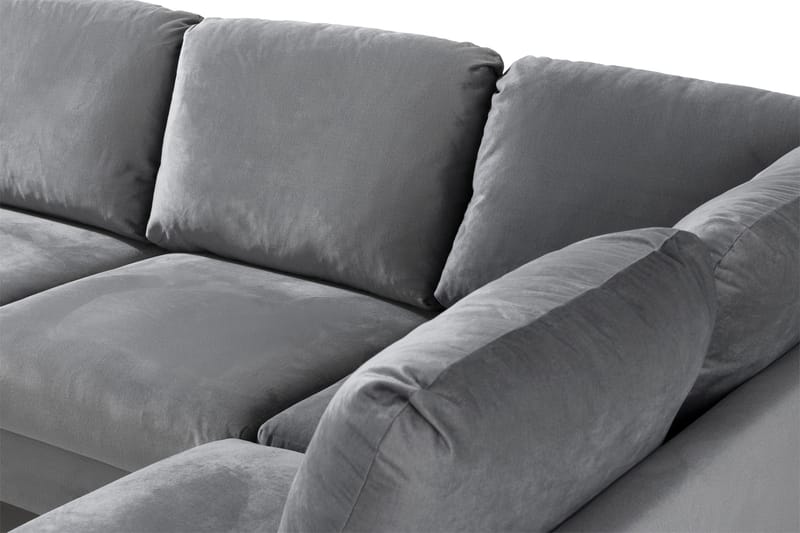 Trend 4-personers Højrevendt U-formet Sofa med Divan og Chaiselong i Fløjl - Lysegrå - Møbler - Sofaer - Velour sofaer