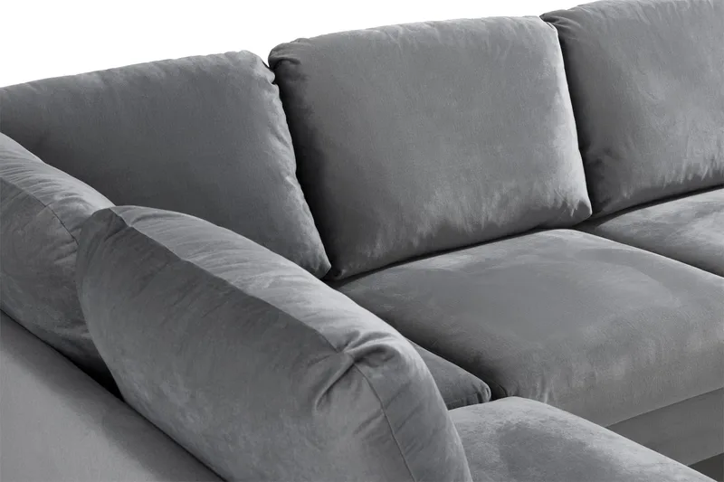 Trend 4-personers Venstrevendt U-formet Sofa med Divan og Chaiselong i Fløjl - Lysegrå - Møbler - Sofaer - Velour sofaer