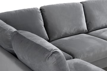 Trend 4-personers Venstrevendt U-formet Sofa med Divan og Chaiselong i Fløjl - Lysegrå - Møbler - Sofaer - Velour sofaer