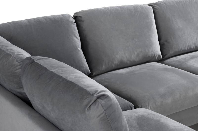 Trend 4-personers Venstrevendt U-formet Sofa med Divan og Chaiselong i Fløjl - Lysegrå - Møbler - Sofaer - Velour sofaer