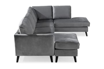 Trend 4-personers Højrevendt U-formet Sofa med Divan og Chaiselong i Fløjl - Lysegrå - Møbler - Sofaer - Velour sofaer
