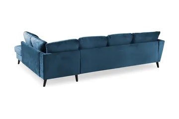 Trend 4-personers Højrevendt U-formet Sofa med Divan og Chaiselong i Fløjl - Blå - Møbler - Sofaer - Velour sofaer
