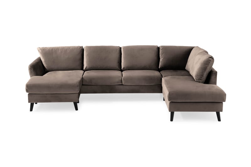 Trend 4-personers Højrevendt U-formet Sofa med Divan og Chaiselong i Fløjl - Brun - Møbler - Sofaer - Velour sofaer
