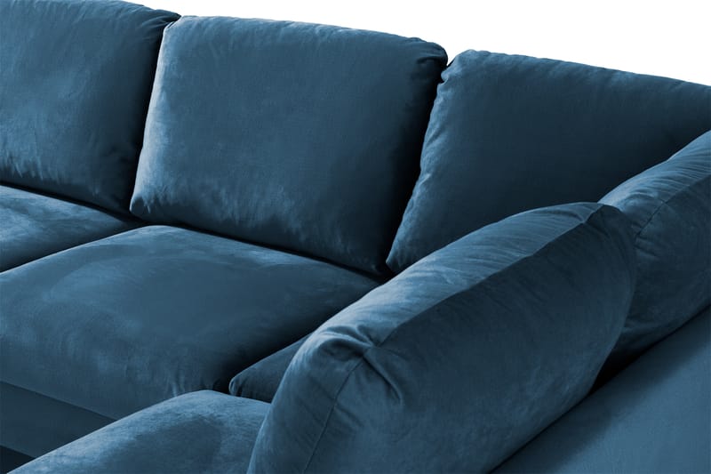 Trend 4-personers Højrevendt U-formet Sofa med Divan og Chaiselong i Fløjl - Blå - Møbler - Sofaer - Velour sofaer
