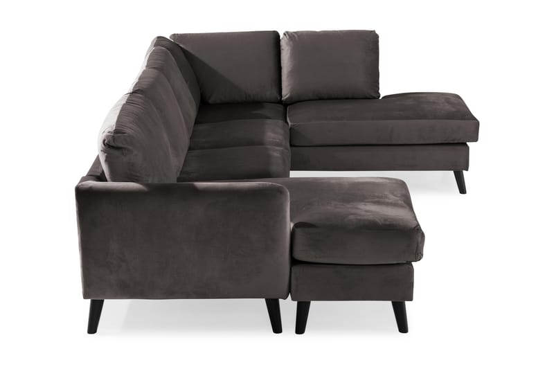 Trend 4-personers Højrevendt U-formet Sofa med Divan og Chaiselong i Fløjl - Mørkegrå - Møbler - Sofaer - Velour sofaer