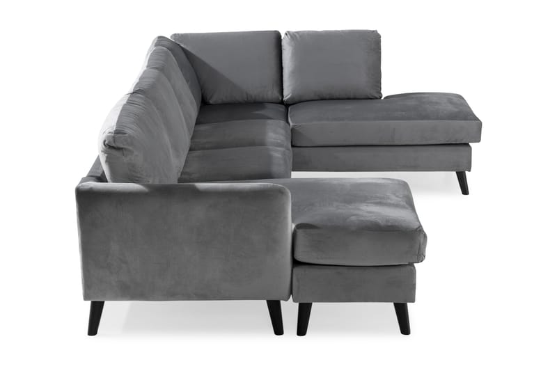 Trend 4-personers Højrevendt U-formet Sofa med Divan og Chaiselong i Fløjl - Lysegrå - Møbler - Sofaer - Velour sofaer