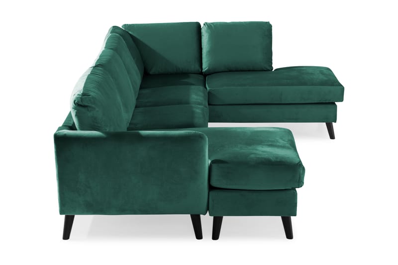 Trend 4-personers Højrevendt U-formet Sofa med Divan og Chaiselong i Fløjl - Grøn - Møbler - Sofaer - Velour sofaer