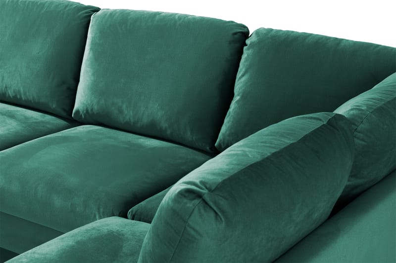 Trend 4-personers Højrevendt U-formet Sofa med Divan og Chaiselong i Fløjl - Grøn - Møbler - Sofaer - Velour sofaer