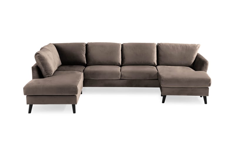 Trend 4-personers Venstrevendt U-formet Sofa med Divan og Chaiselong i Fløjl - Brun - Møbler - Sofaer - Velour sofaer