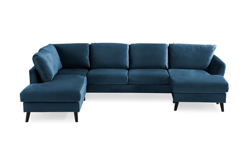 Trend 4-personers Venstrevendt U-formet Sofa med Divan og Chaiselong i Fløjl - Blå - Møbler - Sofaer - Velour sofaer